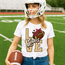Load image into Gallery viewer, Love Football Flower Bow Mascot DROPDOWN TRANSFER HMWK JUNE 25