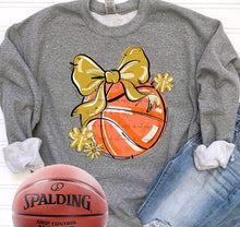 Load image into Gallery viewer, Play Ball Basketball Bow With Flower DROPDOWN TRANSFER BIA