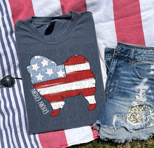 Load image into Gallery viewer, Patriotic Dog Designs White Text SWD MAY DROPDOWN TRANSFER