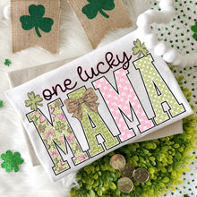 Load image into Gallery viewer, One Lucky Mama Green Pink Leopard Bow TRANSFER DWS FEB 26