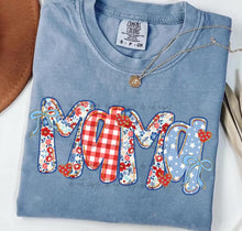 Load image into Gallery viewer, Mama Red Plaid Blue Stars TRANSFER
