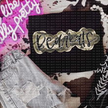 Load image into Gallery viewer, Camo Faux Applique Teams DROPDOWN TRANSFER ECHT JUNE