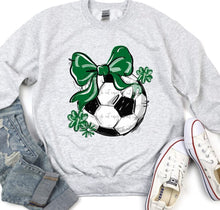 Load image into Gallery viewer, Play Ball Soccer Bow With Flower DROPDOWN TRANSFER BIA