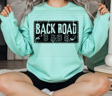 Load image into Gallery viewer, Back Road Babe Distressed Color DROPDOWN TRANSFER REV MAY 26