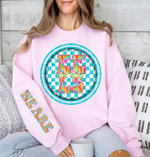 Load image into Gallery viewer, We Are Brushstroke Blue Checkered Circle Mascot Dropdown With Sleeve TRANSFER CAP