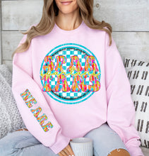 Load image into Gallery viewer, We Are Brushstroke Blue Checkered Circle Mascot Dropdown With Sleeve TRANSFER CAP
