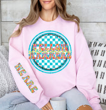 Load image into Gallery viewer, We Are Brushstroke Blue Checkered Circle Mascot Dropdown With Sleeve TRANSFER CAP