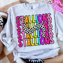 Load image into Gallery viewer, 80’s Stacked Checker Mascots DROPDOWN TRANSFER CSD FEB 26