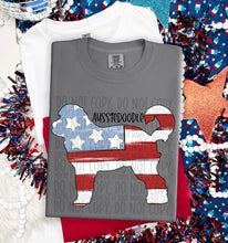 Load image into Gallery viewer, Patriotic Dog Designs Black Text SWD MAY DROPDOWN TRANSFER