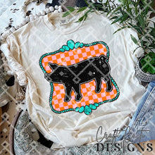 Load image into Gallery viewer, Turquoise Pink Checkered Farm Animal DROPDOWN TRANSFER CCD