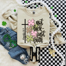 Load image into Gallery viewer, Not Luck Just Faith Cross Shamrocks TRANSFER SDD FEB 26