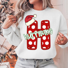 Load image into Gallery viewer, Dotted Letter Santa Hat Mascot DROPDOWN TRANSFER CSD