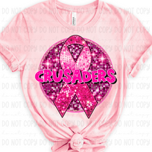 Load image into Gallery viewer, Breast Cancer Glitter Circle Mascot DROPDOWN TRANSFER