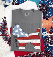 Load image into Gallery viewer, Patriotic Dog Designs Black Text SWD MAY DROPDOWN TRANSFER