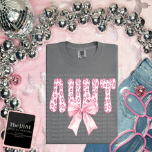Load image into Gallery viewer, Pink Cheetah Bow Faux Embroidery Names TRANSFER JM FEB