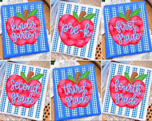 Load image into Gallery viewer, Large Apple And Blue Gingham Stripes Grade/Occupation Option DROPDOWN TRANSFER ET JULY 26