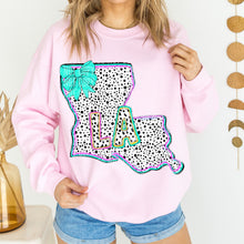 Load image into Gallery viewer, Pink Teal Dalmatian Bow States (All 50 states available) DTF TRANSFER