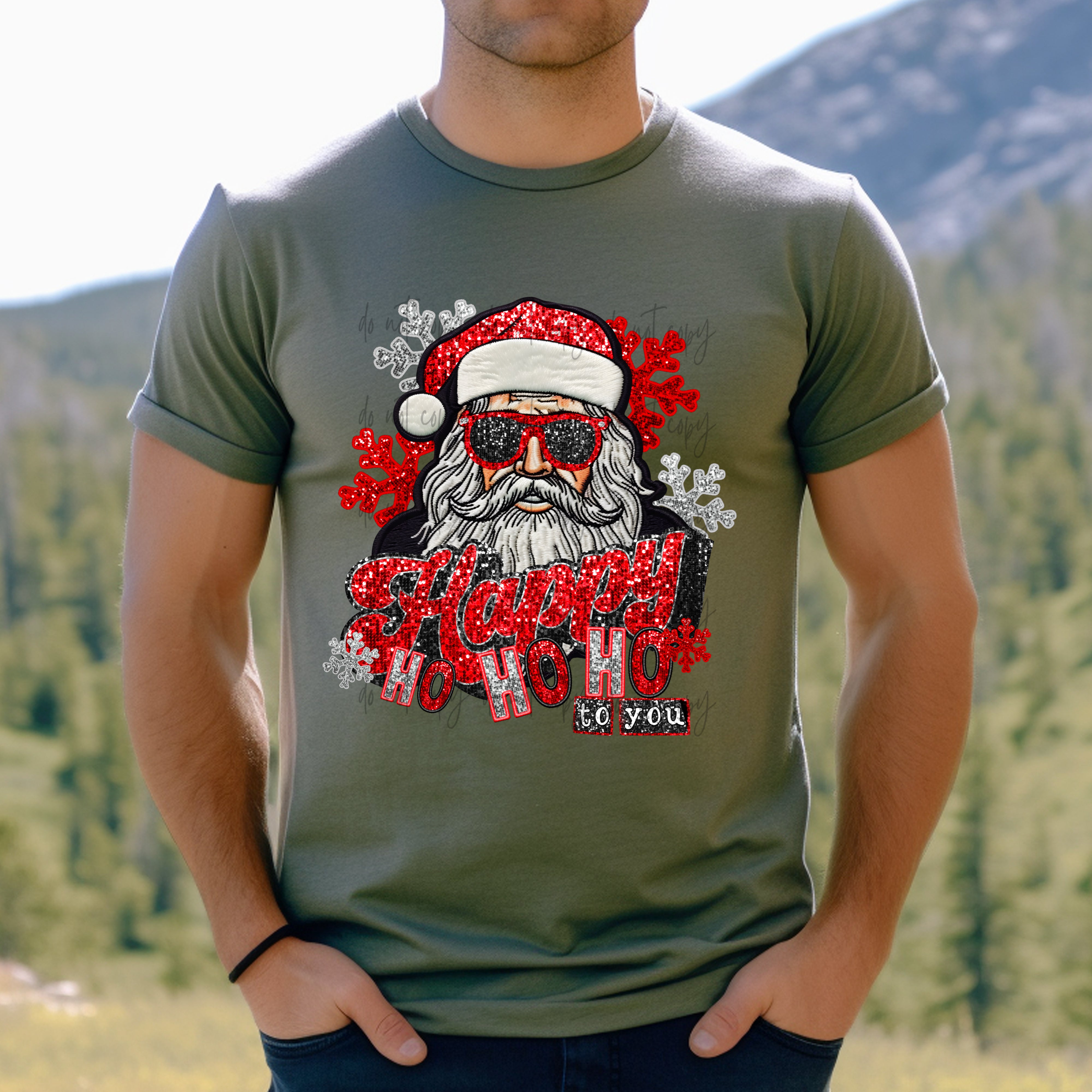 Happy Ho Ho Ho To You Faux Embroidery Sequins TRANSFER Sassy