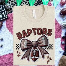 Load image into Gallery viewer, Football Bow Faux Embroidery Mascot DROPDOWN TRANSFER HMWK 24