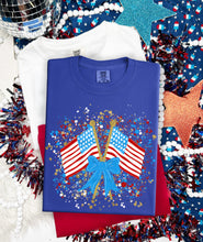 Load image into Gallery viewer, Patriotic Flag Blue Bow Splatter TRANSFER TCC ET MAR 26