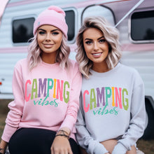 Load image into Gallery viewer, Camping Vibes/Queen/Besties Distressed And Arched Title DROPDOWN TRANSFER SDD APR 26
