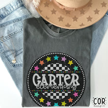 Load image into Gallery viewer, Schools Colorful Star Checkered Circle DROPDOWN TRANSFER COR