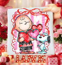Load image into Gallery viewer, Charlie And Snoop Pink Lines Red Bow Triple Hearts TRANSFER AGCM DEC 25