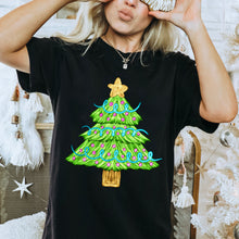 Load image into Gallery viewer, Christmas Tree Yellow Star Blue Swirls TRANSFER SDD