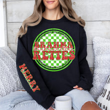 Load image into Gallery viewer, Merry Christmas Red & Green Checkered Circle Mascot Dropdown With Sleeve TRANSFER CAP