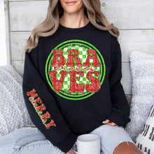 Load image into Gallery viewer, Merry Christmas Red & Green Checkered Circle Mascot Dropdown With Sleeve TRANSFER CAP