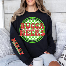 Load image into Gallery viewer, Merry Christmas Red & Green Checkered Circle Mascot Dropdown With Sleeve TRANSFER CAP