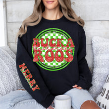 Load image into Gallery viewer, Merry Christmas Red & Green Checkered Circle Mascot Dropdown With Sleeve TRANSFER CAP