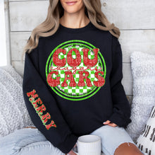 Load image into Gallery viewer, Merry Christmas Red & Green Checkered Circle Mascot Dropdown With Sleeve TRANSFER CAP