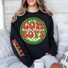 Load image into Gallery viewer, Merry Christmas Red & Green Checkered Circle Mascot Dropdown With Sleeve TRANSFER CAP