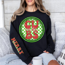 Load image into Gallery viewer, Merry Christmas Red & Green Checkered Circle Mascot Dropdown With Sleeve TRANSFER CAP