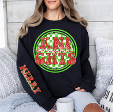 Load image into Gallery viewer, Merry Christmas Red & Green Checkered Circle Mascot Dropdown With Sleeve TRANSFER CAP