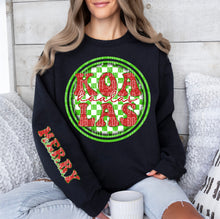 Load image into Gallery viewer, Merry Christmas Red & Green Checkered Circle Mascot Dropdown With Sleeve TRANSFER CAP