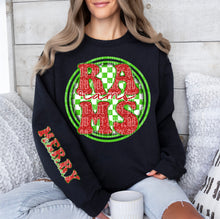 Load image into Gallery viewer, Merry Christmas Red & Green Checkered Circle Mascot Dropdown With Sleeve TRANSFER CAP