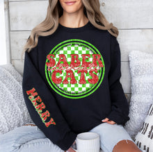 Load image into Gallery viewer, Merry Christmas Red & Green Checkered Circle Mascot Dropdown With Sleeve TRANSFER CAP