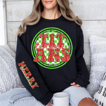 Load image into Gallery viewer, Merry Christmas Red & Green Checkered Circle Mascot Dropdown With Sleeve TRANSFER CAP