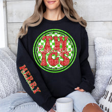 Load image into Gallery viewer, Merry Christmas Red & Green Checkered Circle Mascot Dropdown With Sleeve TRANSFER CAP