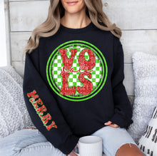 Load image into Gallery viewer, Merry Christmas Red & Green Checkered Circle Mascot Dropdown With Sleeve TRANSFER CAP
