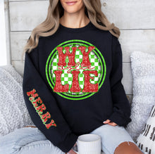 Load image into Gallery viewer, Merry Christmas Red & Green Checkered Circle Mascot Dropdown With Sleeve TRANSFER CAP