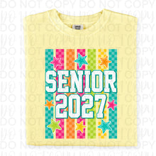 Load image into Gallery viewer, Senior 2027 Neon Rainbow Checkered Lines And Stars TRANSFER UAC JUNE 26