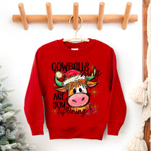 Load image into Gallery viewer, Cowbells Ring Are You Listening Cow In Santa Hat TRANSFER SDD NOV 25