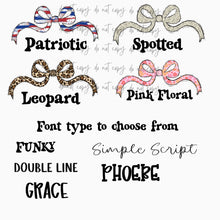 Load image into Gallery viewer, Wide Bow Name/Mascot CUSTOMIZED DTF DROPDOWN TRANSFER BIA