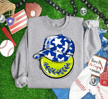 Load image into Gallery viewer, Play Ball Happy Face Hat Softball DROPDOWN TRANSFER BIA