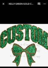 Load image into Gallery viewer, Collegiate Glitter Team Bows DROPDOWN DTF Transfer