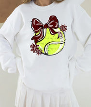 Load image into Gallery viewer, Play Ball Tennis Bow With Flower DROPDOWN TRANSFER BIA