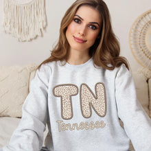 Load image into Gallery viewer, Bubble Tan Leopard Faux Embroidery States DTF TRANSFER